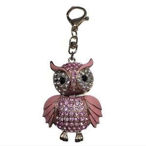 Pink Owl Keychain wCrystals, Purse Accessory, Purse Candy